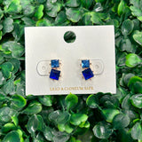 Double Square Crystal Earrings - Royal Blue Earrings Sugar Babies Children's Boutique/Meg's Shoppe