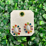 Crystal & Pearl Oval Earrings - Multi/Gold Earrings Sugar Babies Children's Boutique/Meg's Shoppe