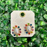 Crystal & Pearl Oval Earrings - Multi/Gold Earrings Sugar Babies Children's Boutique/Meg's Shoppe