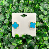 Shell Clover Stud Earrings - Turquoise Necklaces Sugar Babies Children's Boutique/Meg's Shoppe