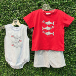 Boys Patriotic Sharks Romper Boys Bubbles + Rompers Three Sisters
