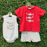 Boys Patriotic Sharks Romper Boys Bubbles + Rompers Three Sisters