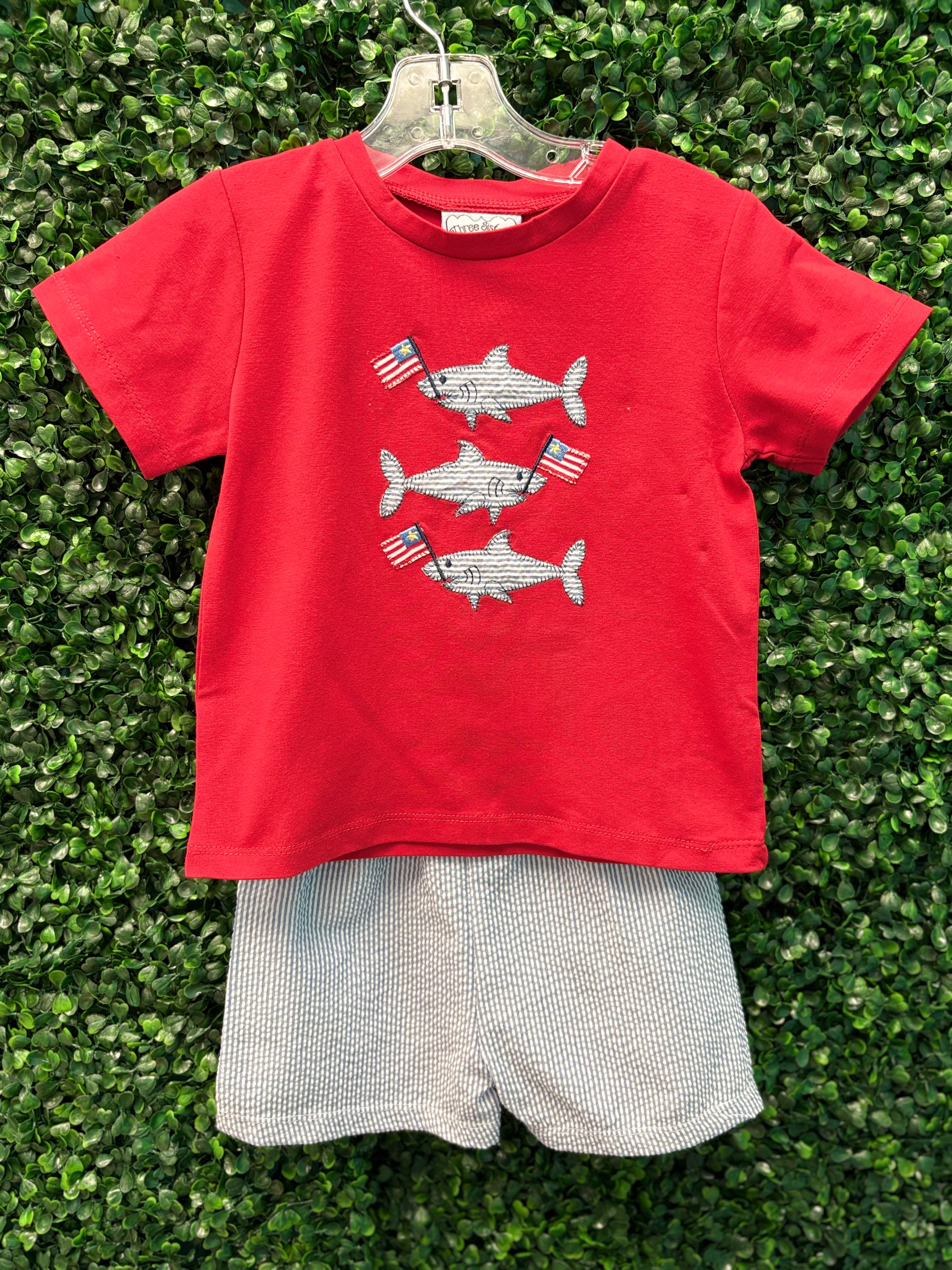 Boys Patriotic Sharks Short Set Boys Sets Three Sisters
