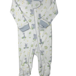 Blue Safari Baby Pima Zipper Footie Baby Sleepwear Baby Loren   