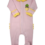 Tropical Pineapple Ruffle Footie - Pink Baby Sleepwear Magnolia Baby   