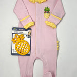 Tropical Pineapple Ruffle Footie - Pink Baby Sleepwear Magnolia Baby   