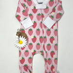 Berry Sweet Printed Zipper Footie Baby Sleepwear Magnolia Baby   