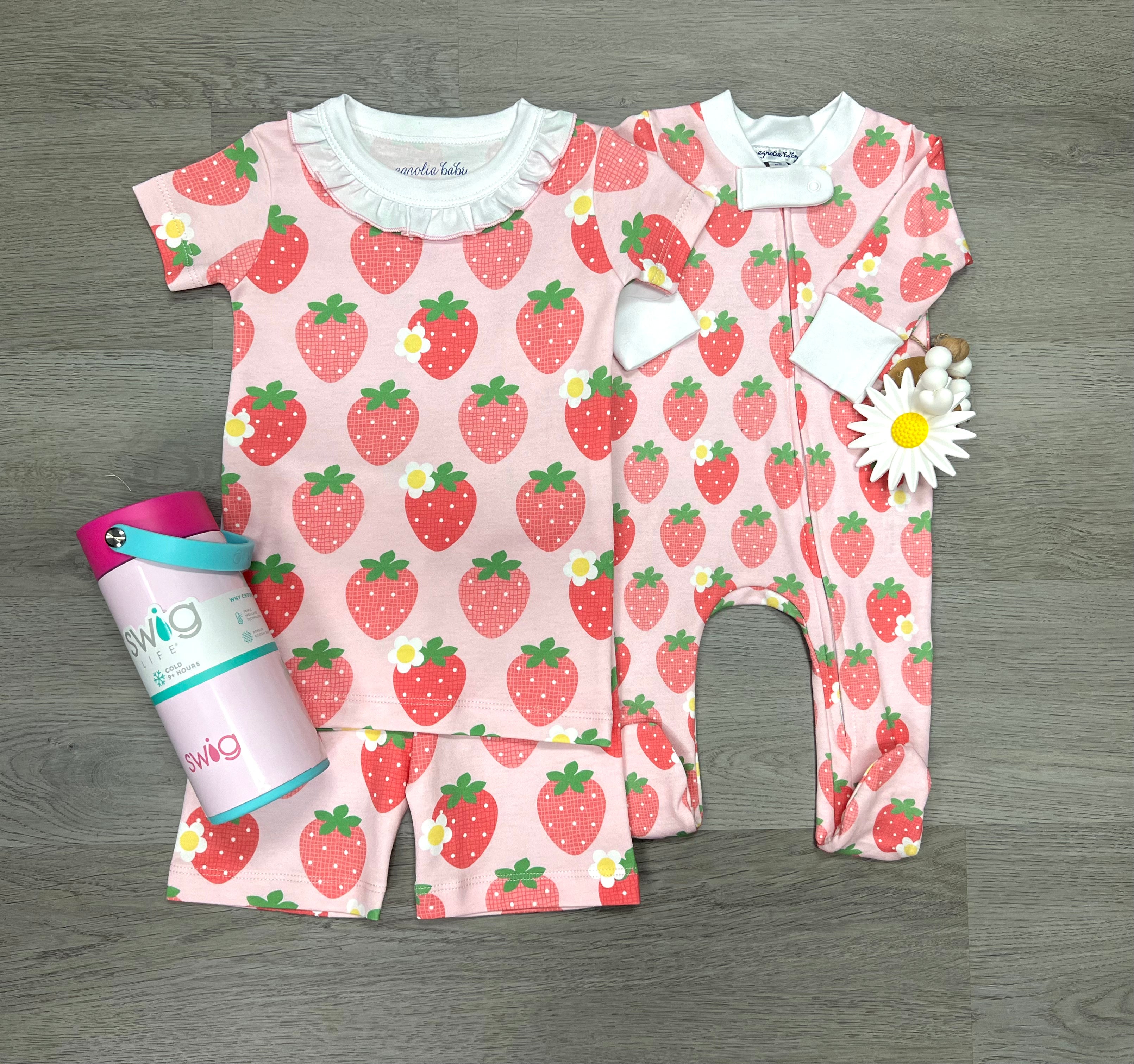 Berry Sweet Printed Zipper Footie Baby Sleepwear Magnolia Baby   