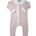 Mini Checks Ruffle Footie - Pink Baby Sleepwear Magnolia Baby   