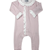Mini Checks Ruffle Footie - Pink Baby Sleepwear Magnolia Baby   