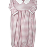Mini Checks Collared Gathered Gown - Pink Baby Sleepwear Magnolia Baby   