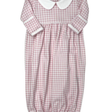 Mini Checks Collared Gathered Gown - Pink Baby Sleepwear Magnolia Baby   