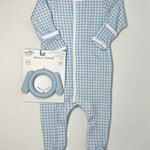 Mini Checks  Footie - Lt. Blue Baby Sleepwear Magnolia Baby   
