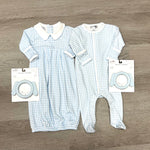 Mini Checks  Footie - Lt. Blue Baby Sleepwear Magnolia Baby   