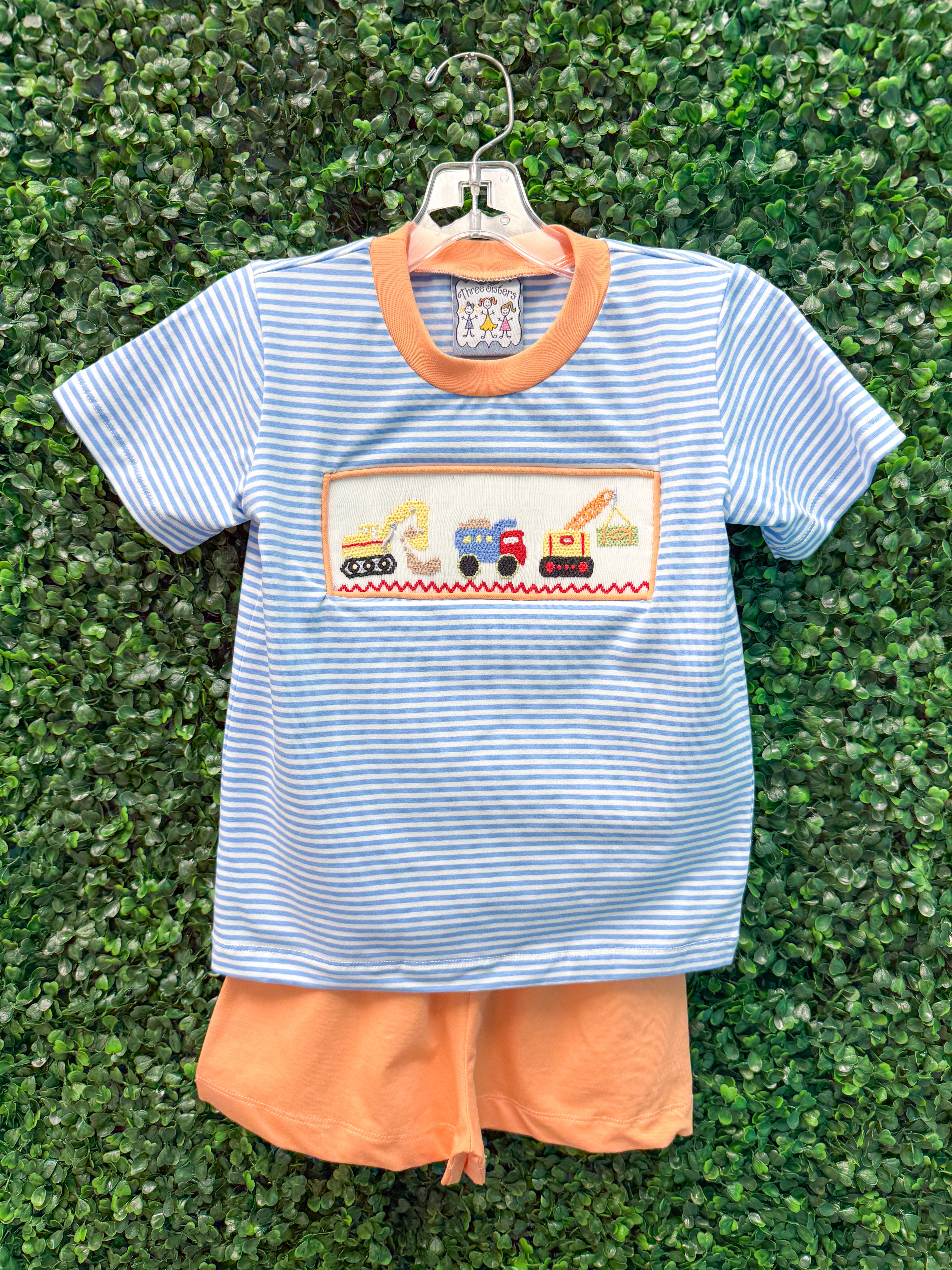 Boys Smocked Construction Short Set Boys Sets Three Sisters