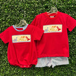 Boys Dinosaur Smocked Bubble Boys Bubbles + Rompers Three Sisters
