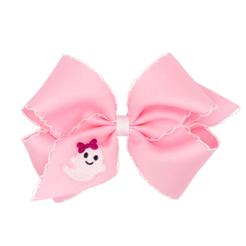 King Moonstitch Halloween Bow w/ Embroidery - Ghost Kids Hair Accessories Wee Ones
