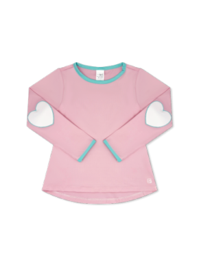 Kylie L/S Tee - Cotton Candy Pink w/ Mint Patches Girls Tops + Tees Set Athleisure