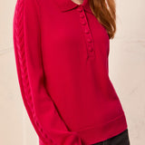 L/S Polo Sweater w/ Cables - Jazzy Sweaters Tribal