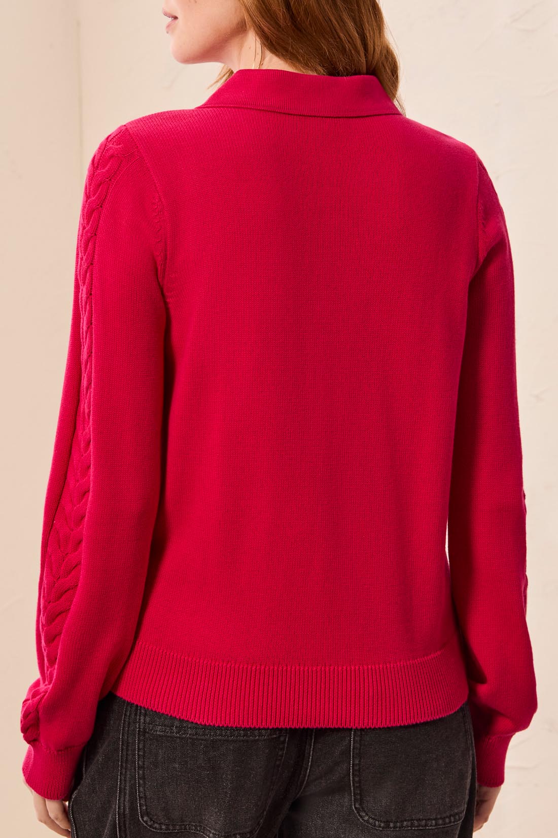 L/S Polo Sweater w/ Cables - Jazzy Sweaters Tribal