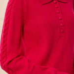 L/S Polo Sweater w/ Cables - Jazzy Sweaters Tribal