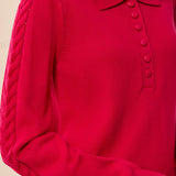 L/S Polo Sweater w/ Cables - Jazzy Sweaters Tribal