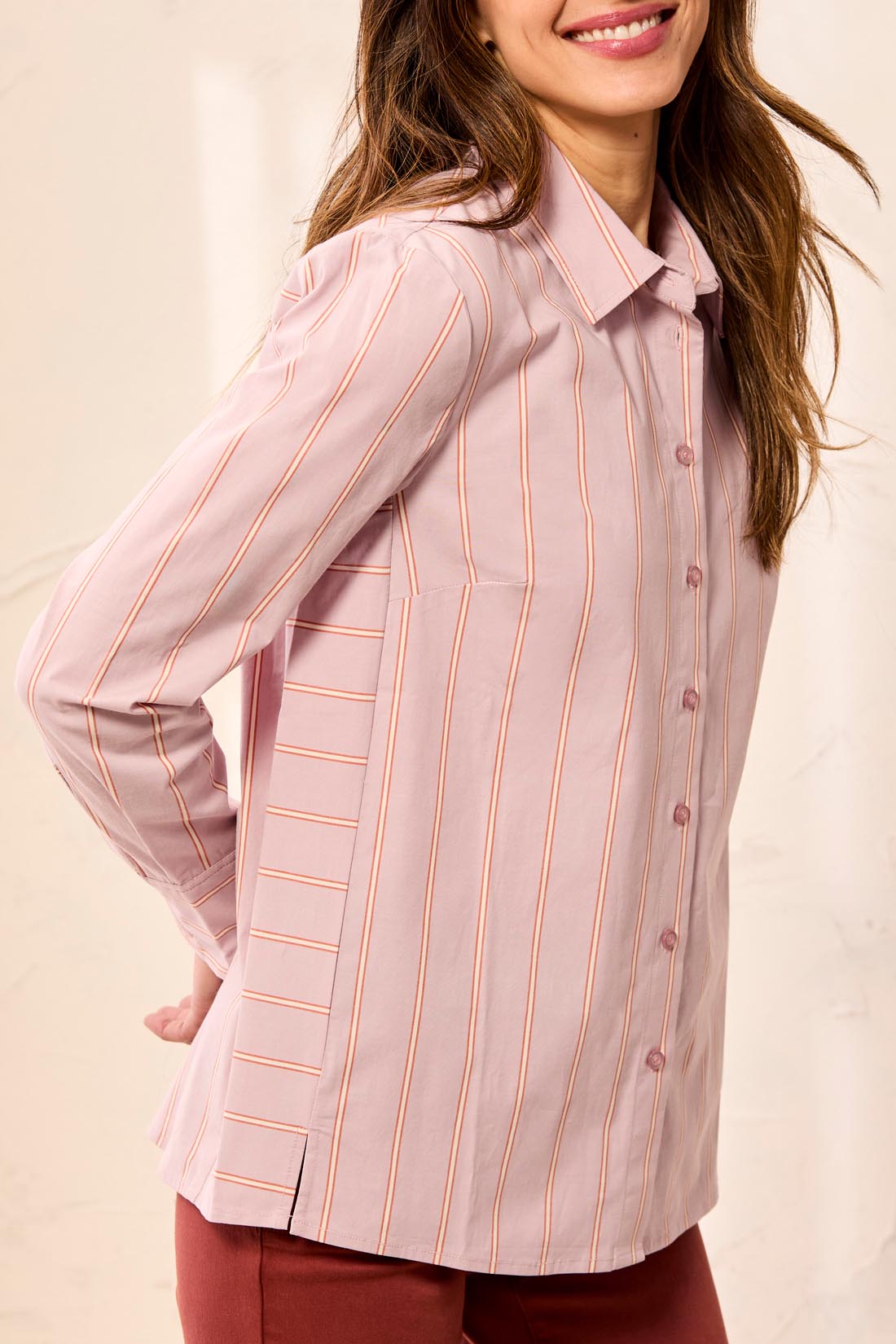 L/S Button Front Shirt w/ Side Panels - Violetice Tops Tribal