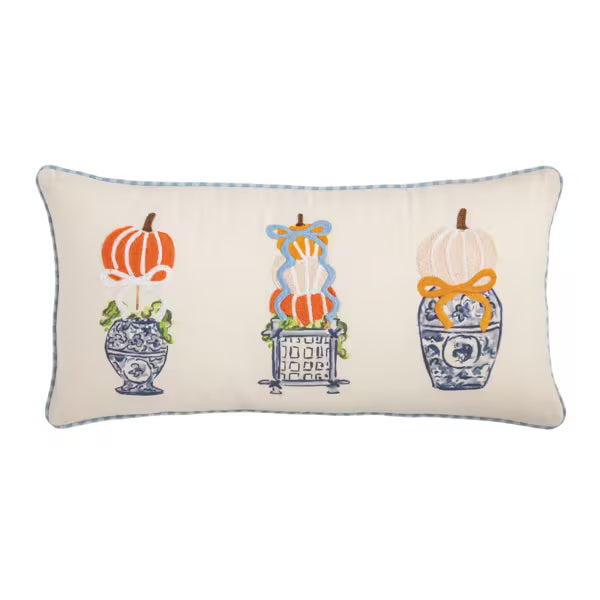 Lumbar Pumpkin Topiary Pillow Seasonal Mudpie