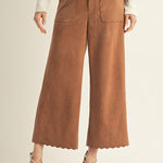 Scalloped Suede Culottes - Camel Pants Jodifl
