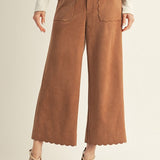 Scalloped Suede Culottes - Camel Pants Jodifl