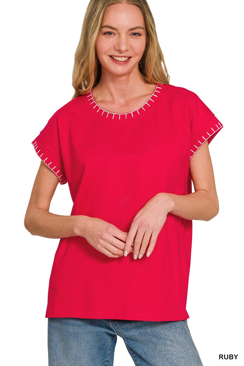Main Street Stitch Top - Ruby Tops Zenana