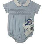 Marcos Knit Boy's Short Bubble - Lt. Blue Boys Bubbles + Rompers Petit Bebe