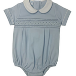 Marcos Knit Boy's Short Bubble - Lt. Blue Boys Bubbles + Rompers Petit Bebe
