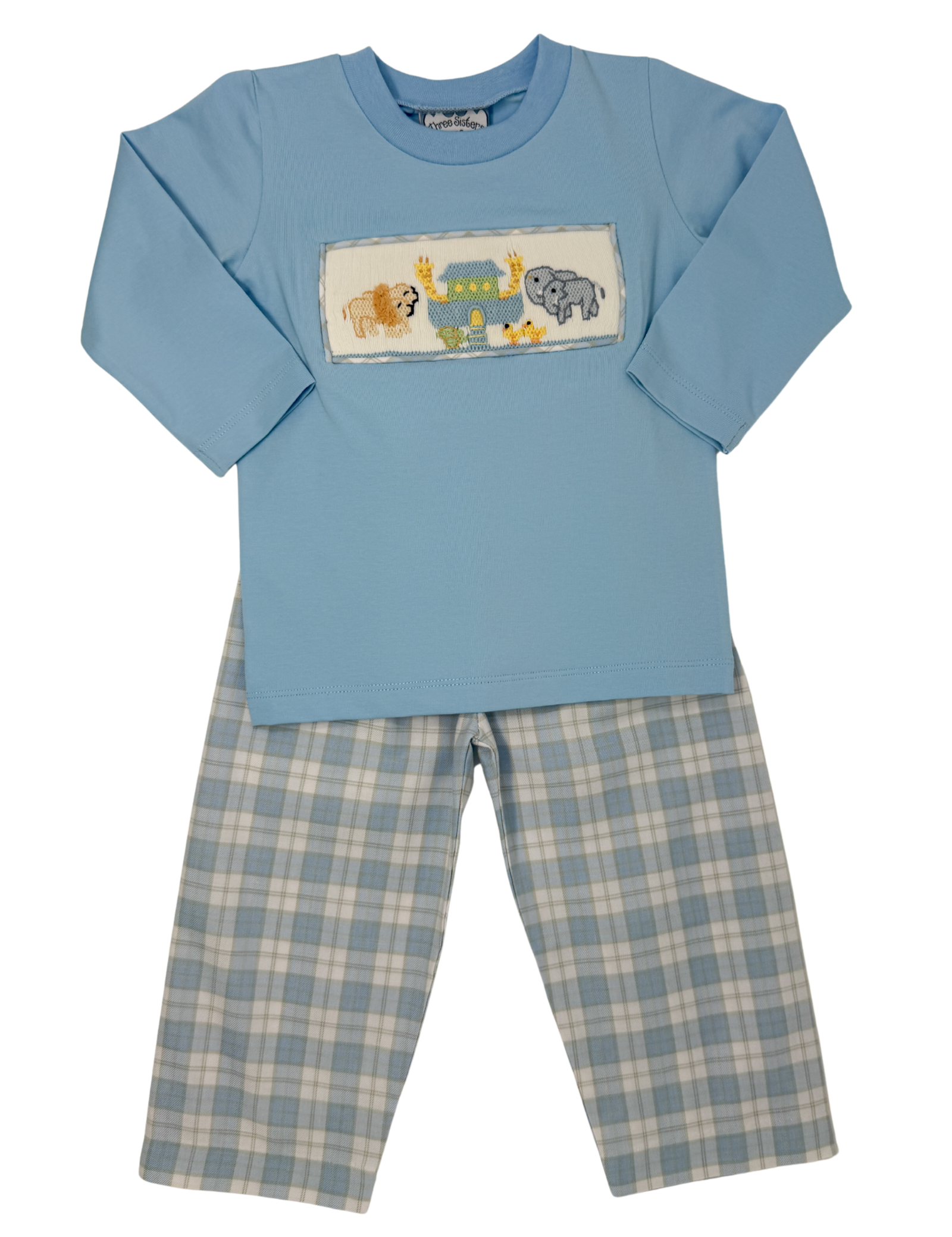 Boys Noah's Ark Smocked Pant Set Boys Sets Three Sisters