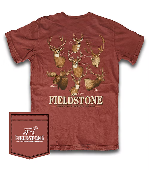 North American Deer T-Shirt - Red Boys Tees Fieldstone