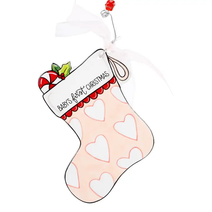 Peppermint Girl Stocking Flat Holiday Ornament Seasonal Glory Haus