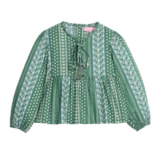 Riviera Top - Fairfield Forest Stripe Girls Tops + Tees Bisby