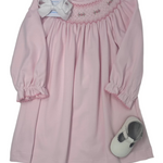 Rose Dress - Pink Knit Bishop Girls Occasion Dresses Petit Bebe