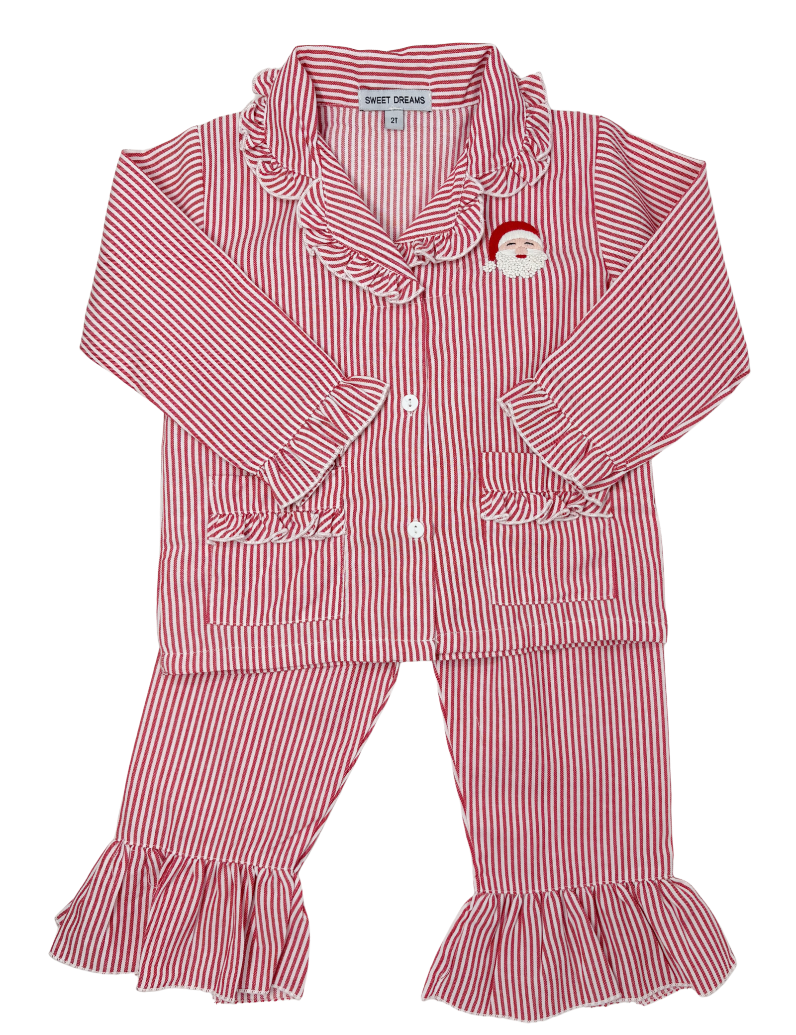 Santa Stripe Ruffle Pajamas Kids Pajamas Sweet Dreams