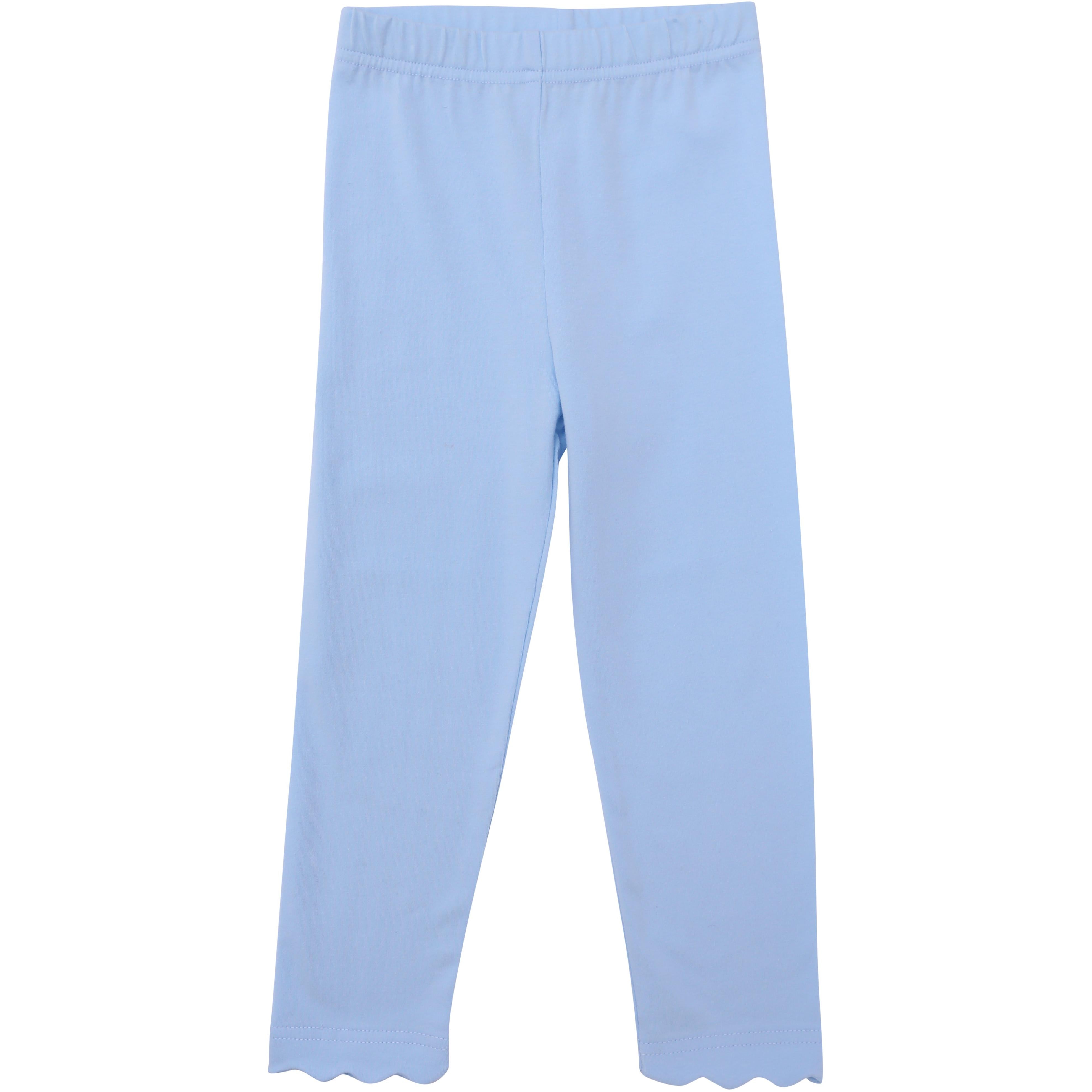 Scalloped Leggings - Lt. Blue Girls Pants + Leggings Trotter Street Kids