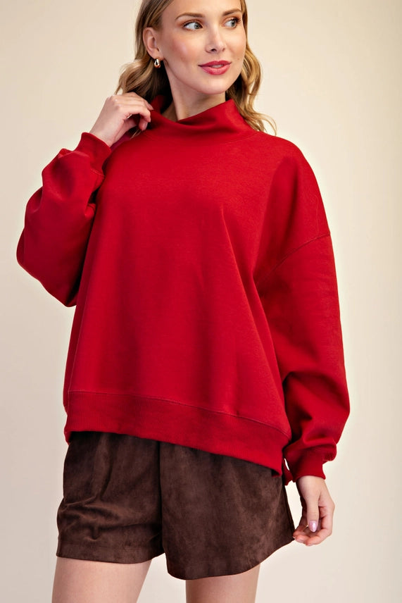 Scarlet Season Mock Neck Pullover Tops Glam