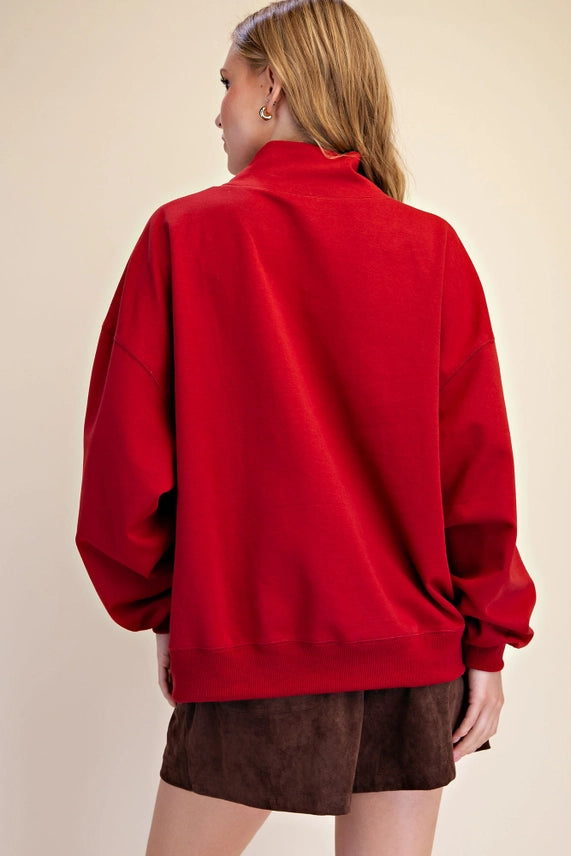 Scarlet Season Mock Neck Pullover Tops Glam