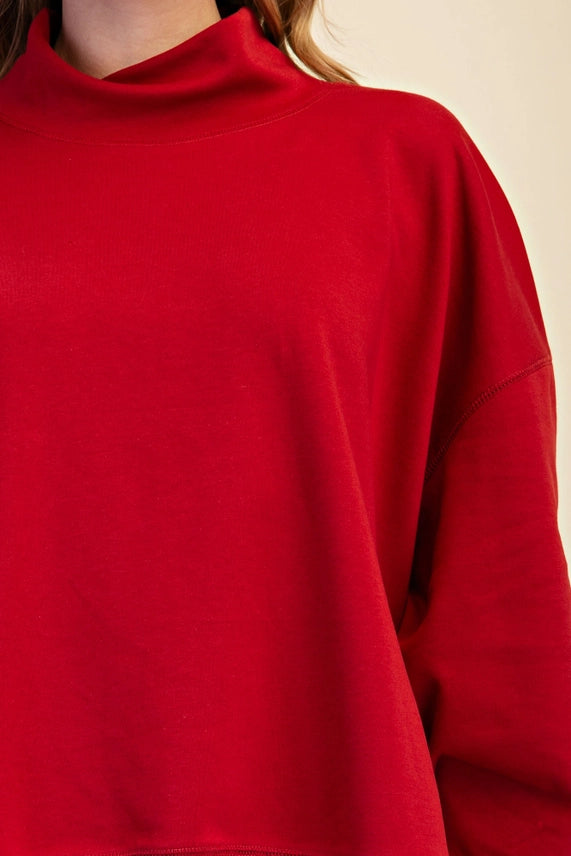 Scarlet Season Mock Neck Pullover Tops Glam