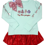 Sequin Tis the Season - Mint Holly