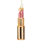 Shiny Gold/Pink Lipstick Glass Ornament Seasonal Vondels