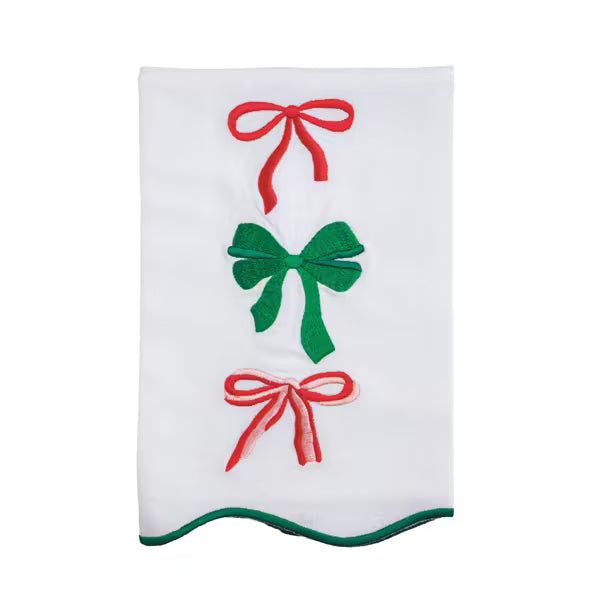 Triple Bow Scallop Embroidered Towel Seasonal Mudpie