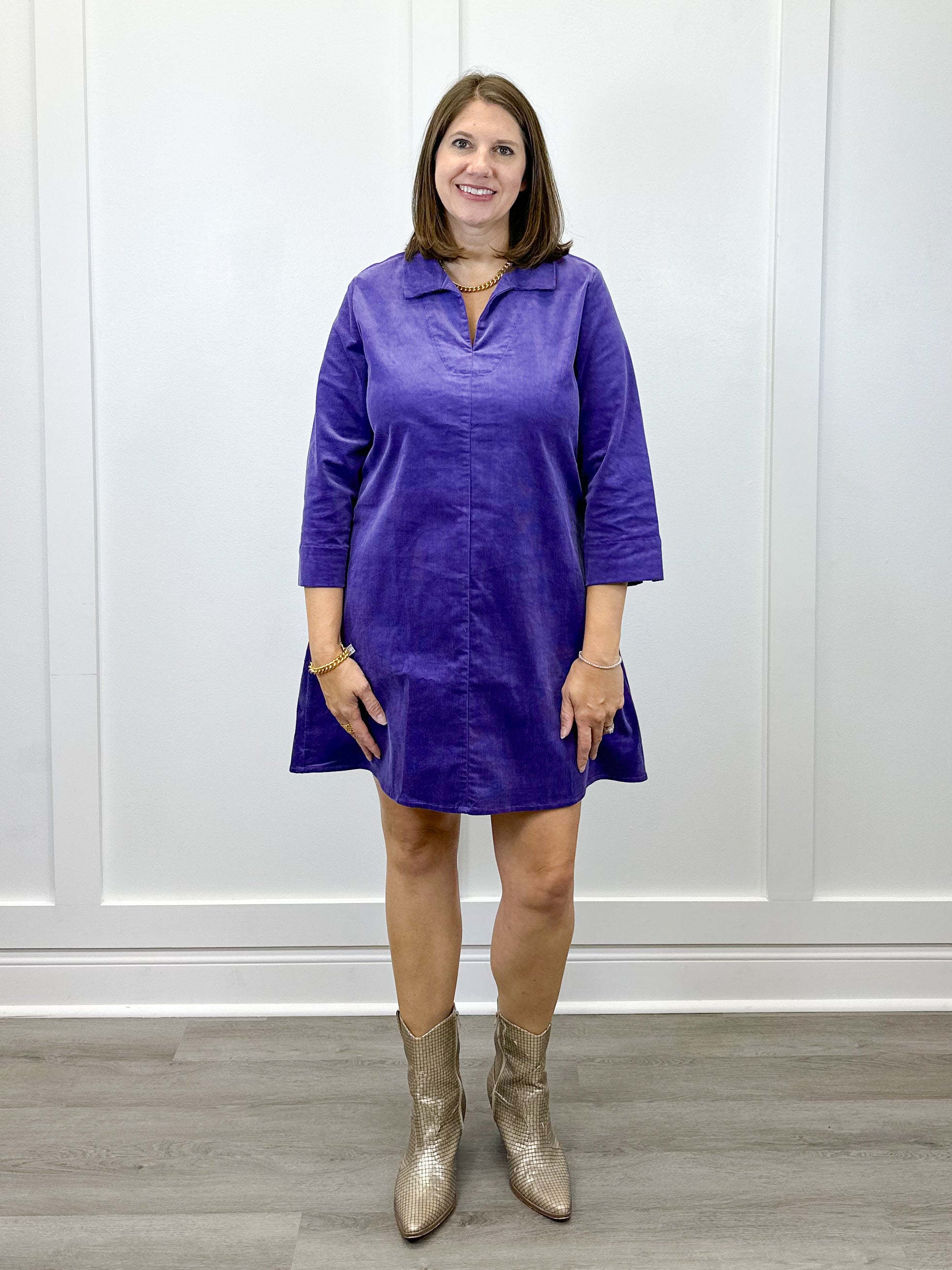 Victoria Cord Dress - Lilac