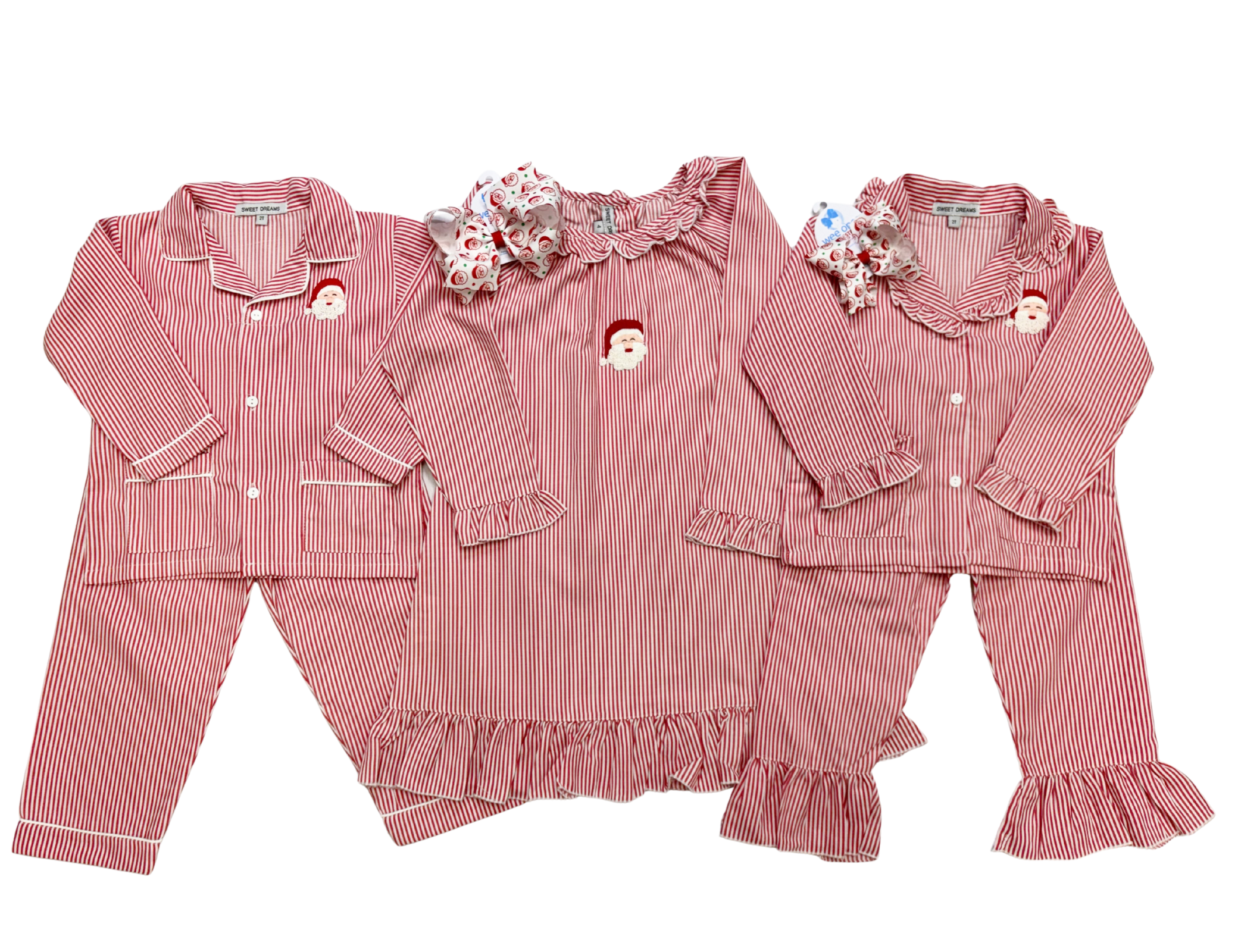 Santa Stripe Ruffle Pajamas Kids Pajamas Sweet Dreams