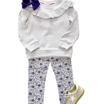 Leggings - Lavender Vine Floral Girls Pants + Leggings Bisby