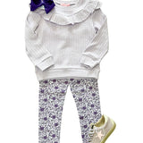 Leggings - Lavender Vine Floral Girls Pants + Leggings Bisby